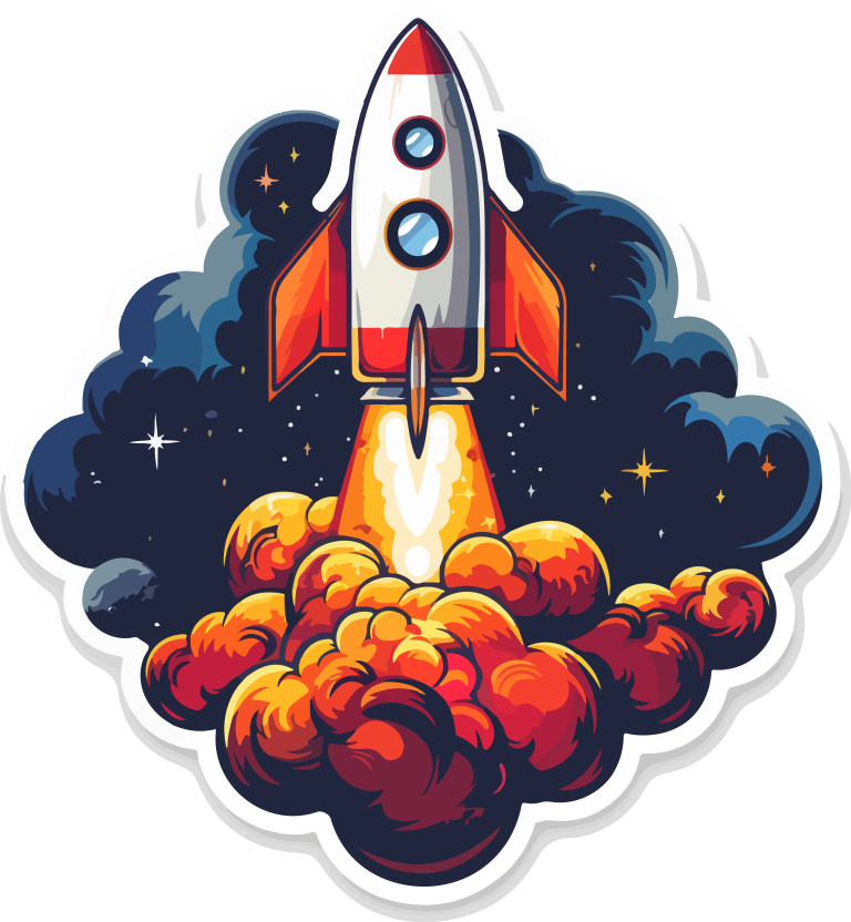 rocket launch sticker